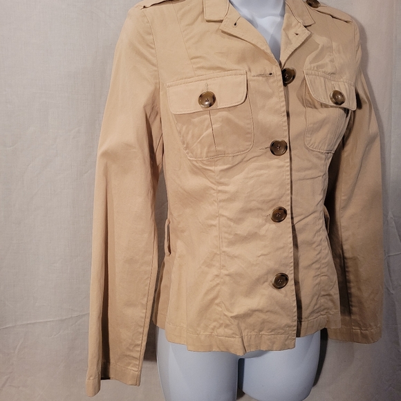 Banana Republic Cream Button Down Cotton Shirt Jacket - Picture 5 of 11